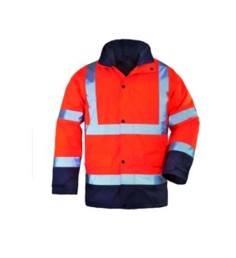 Parka de signalisation orange/marine 4 en 1 haute visibilité